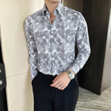 Men's Business Casual Slim British Floral Shirt