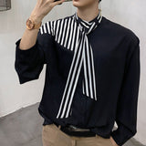 Striped Stitching Long-sleeved Shirt