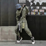 Men's Fashion Casual Long Sleeve Jumpsuits Retro Casual Cargo Trousers Jumpsuit