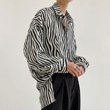 Men's Casual Zebra Print Loose Long Sleeve Shirt