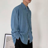 Men Retro Cargo Denim Long Sleeve Shirt