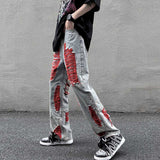 Heavy Industry Washed Retro Straight Leg Pants Ripped High Street Jeans