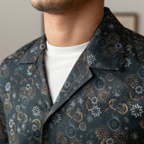 Men's Japanese Retro Cuban Collar Floral Long-sleeved Shirt