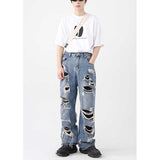 Men Retro Street Hip Hop Ripped Straight Jeans