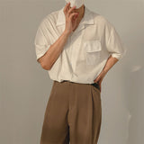 Men's Vintage Pocket Satin Mid-sleeve Shirt