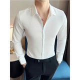 Men Business Casual Solid Color Long Sleeve Shirt