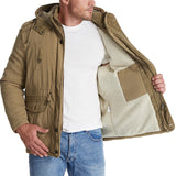 Men's Plus Size Lamb Velvet Hooded Cotton Jacket Thickened Multi-pocket Cotton Top Casual Mid-length Jacket