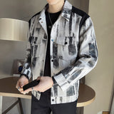 Men's Casual Colorblock Graffiti Jacket