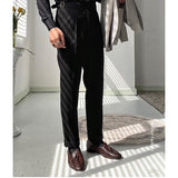 Men Vintage Business Casual Naples High Waist Straight Trousers