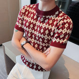 Check Jacquard Slim Fit Crew Neck Sweater