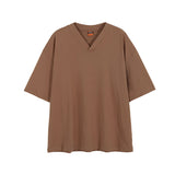 Solid Color Loose V-Neck Short Sleeve T-Shirt