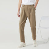 Men's Casual Solid Color Loose Straight Thin Cropped Pants