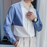 Men's Summer Colorblock British Elegant Long Sleeve Shirt