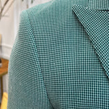 Men's Slim Fit Fine Check Green Suit Jacket