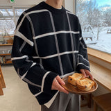 Men's Casual Plaid Oversized Knit Pullover