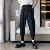 Men's Business Casual Cropped Trousers Dress Pants