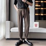 Men's Business Casual Cropped Trousers Dress Pants