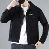 Men Casual Slim Solid Color Lapel Denim Short Jacket