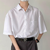 Men's Retro Casual Drape Solid Color Half Sleeve Shirt