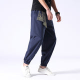 Men's Hip Hop Harem Pants Joggers Linen Drawstring Elastic Waist Baggy Drop Crotch Sweatpants Trousers