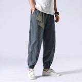 Men's Hip Hop Harem Pants Joggers Linen Drawstring Elastic Waist Baggy Drop Crotch Sweatpants Trousers