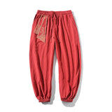 Men's Hip Hop Harem Pants Joggers Linen Drawstring Elastic Waist Baggy Drop Crotch Sweatpants Trousers