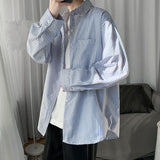 Men's Japanese Casual Stripe Long Sleeve Shirt