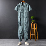 American Vintage Jumpsuits Short Sleeve Casual Stylish Rompers Coverall