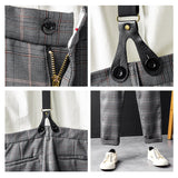 Men's British Casual Gray Plaid Detachable Y-Back Removable Suspenders