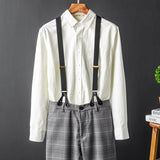 Men's British Casual Gray Plaid Detachable Y-Back Removable Suspenders