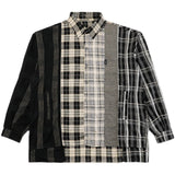 Men's American Retro Street Stitching Plaid Long Sleeve Shirt