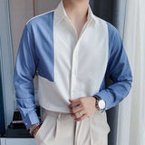 Men's Summer Colorblock British Elegant Long Sleeve Shirt