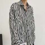 Men's Casual Zebra Print Loose Long Sleeve Shirt