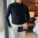 Slim Fit Lapel Solid Polo Shirt