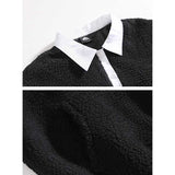 Men's Contrasting Color Loose Thick Lapel Pullover Top