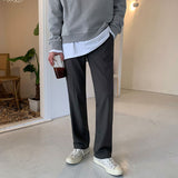 Men's Casual Loose Straight Drape Solid Color Wide Leg Pants