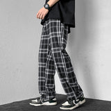 Vintage Black and White Plaid Casual Pants