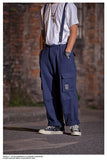 Men's Japanese Retro Casual Loose Wide Leg Cargo Overalls