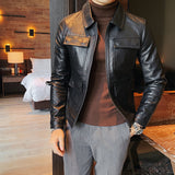 Men's Fleece Padded Leather Biker Jacket