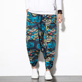 Mens Harem Pants Floral Paisley Print Casual Cotton Streetwear Hippie Yoga Pants