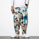 Mens Harem Pants Floral Paisley Print Casual Cotton Streetwear Hippie Yoga Pants