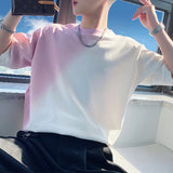 Men's Solid Color Color Block Round Neck T-shirt