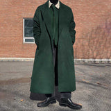 Men's Casual Thick Loose Dark Green Long Coat