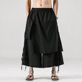 Men's Japanese Vintage Casual Linen Blend Straight Cropped Culottes