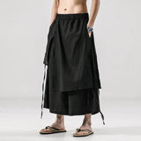 Men's Japanese Vintage Casual Linen Blend Straight Cropped Culottes