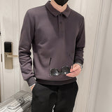 Men's Casual Business Solid Color Long Sleeve Shirt