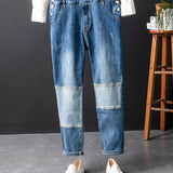 Men's Denim Distressed Bib Overalls Fashion Slim Fit Jumpsuit with Pockets