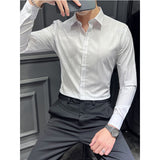 Men's Solid Color Square Neck Casual Long Sleeve Shirt