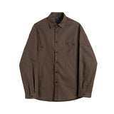 Men's Retro Simple Brown Long Sleeve Shirt