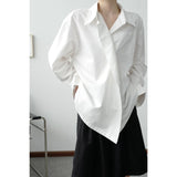 Men's One Button Asymmetrical Shape Loose Long Sleeve Shirt